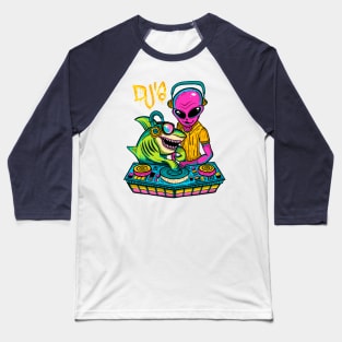 ALIEN AND SHARK DJ'S Baseball T-Shirt